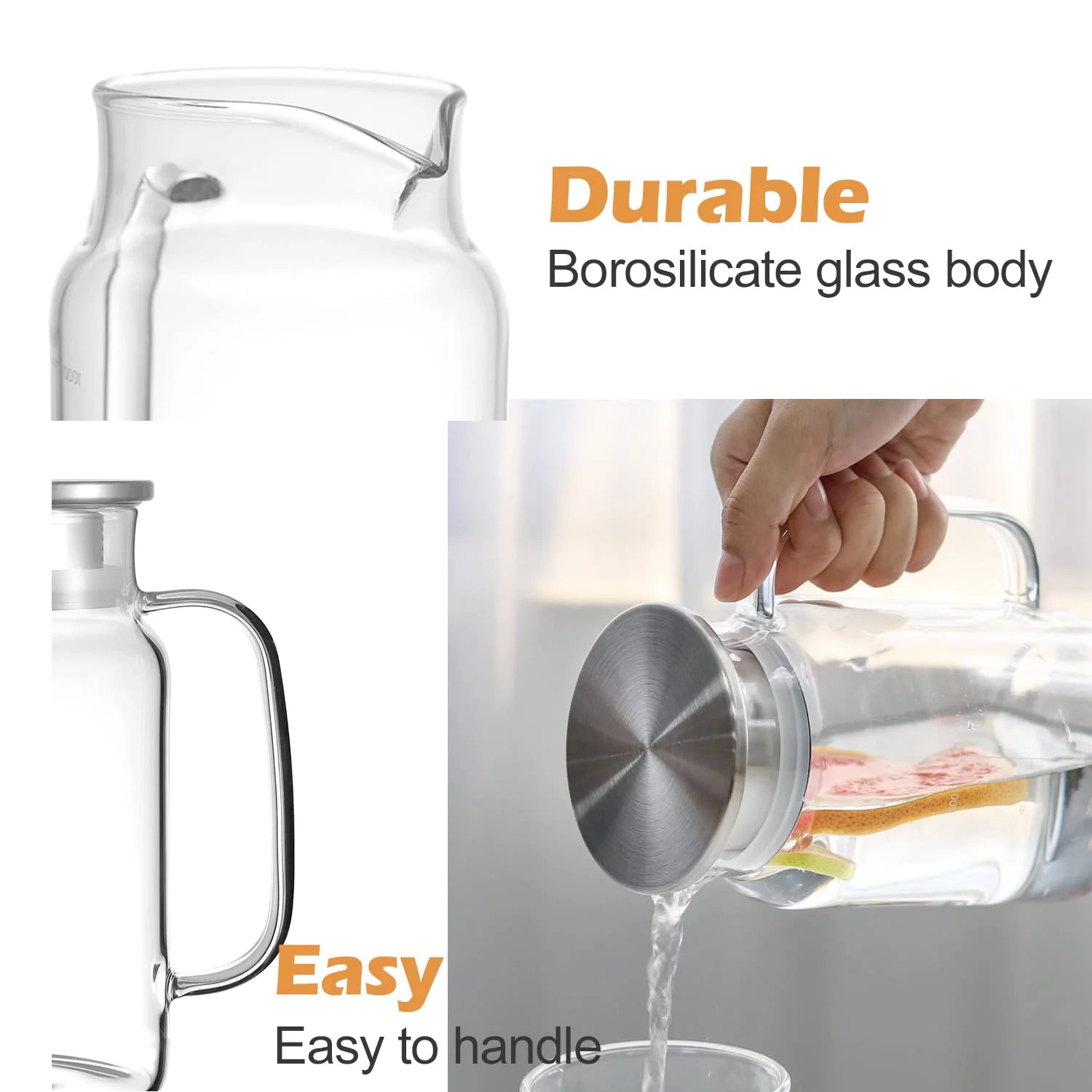 35 Ounces Glass Pitcher with Lid U63588