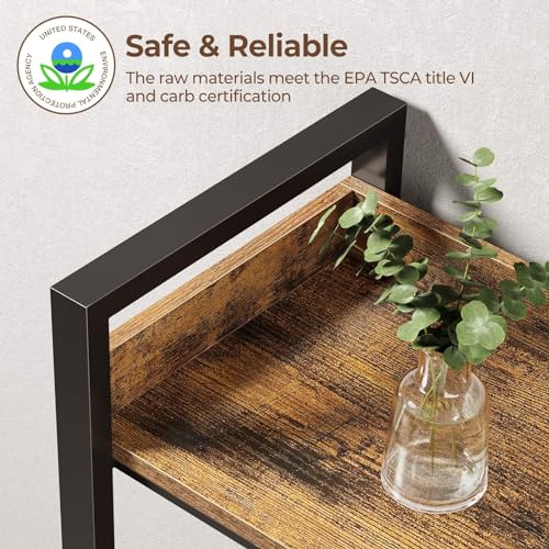 Rustic Brown 5 Tier Corner Bookshelf with Metal Frame B3218