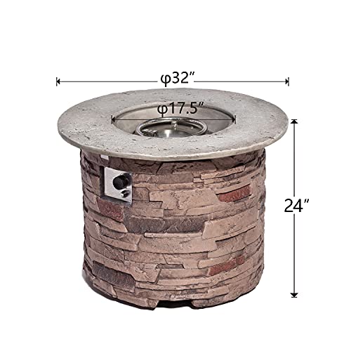 32-inch Round Propane Fire Pit Table with Stainless Steel Burner I58024