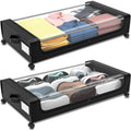 Under Bed Storage with Wheels 2 Pack Large Black V1641