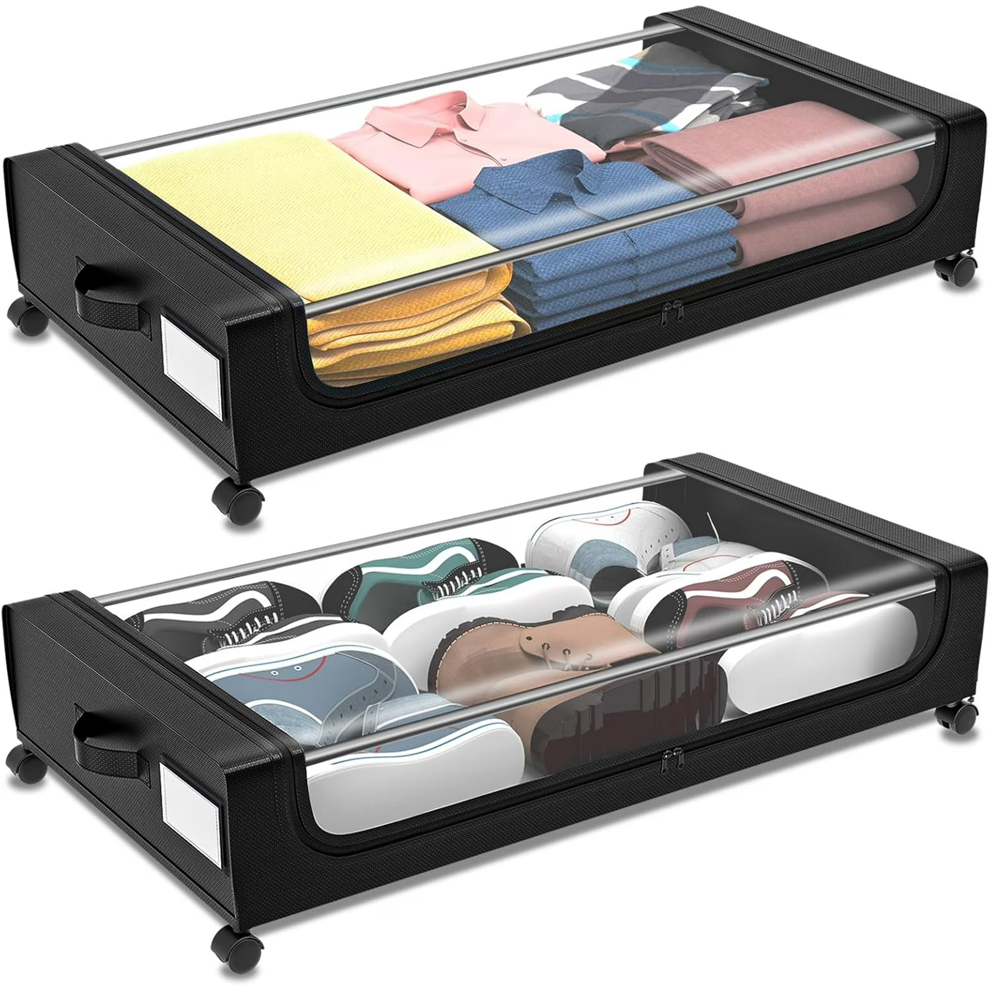 Under Bed Storage with Wheels 2 Pack Large Black V1641