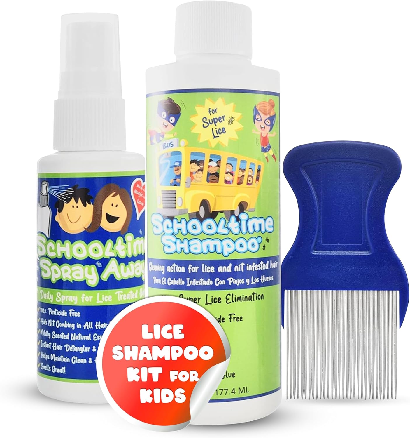 6 oz Shampoo, 2 oz Spray Away with Stainless Steel Comb Y5618