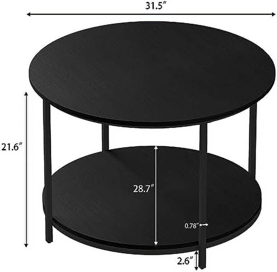 31.5 inch 2-Tier Rustic Wood Coffee Table with Open Shelf G5489