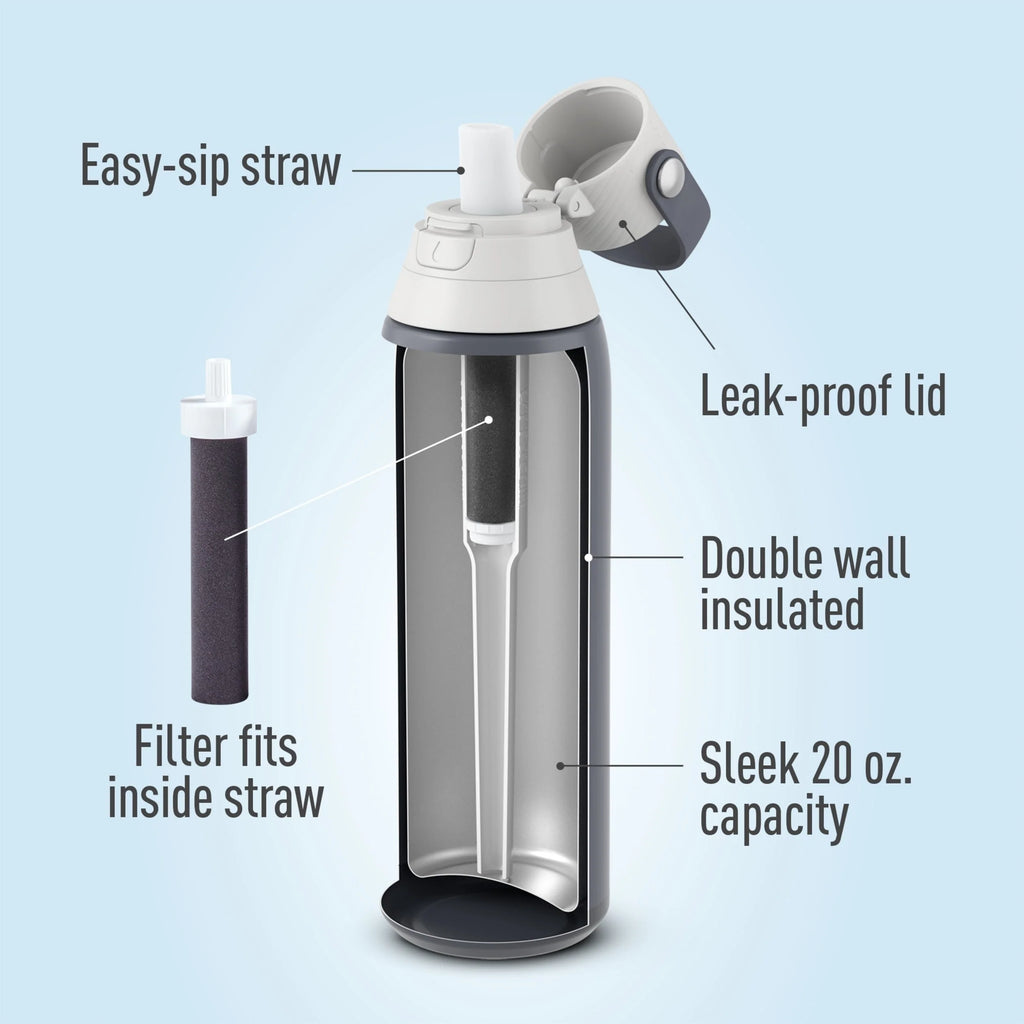 20 oz Stainless Steel Insulated Water Bottle with Straw M399751