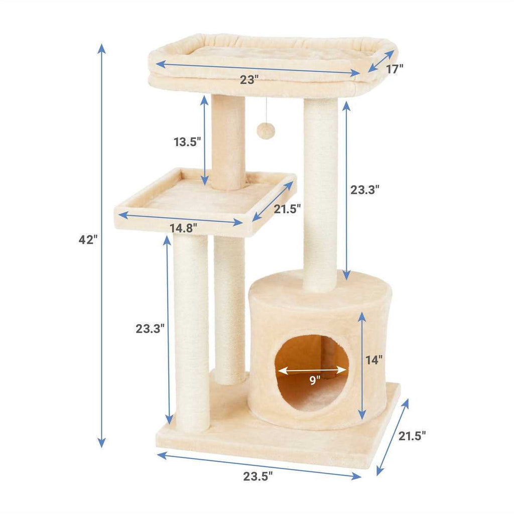 42-in Heavy Duty Faux Fur Cat Tree Condo G19158