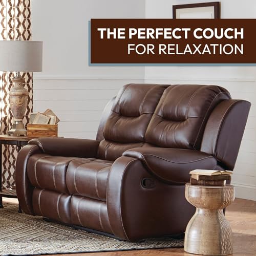 Cambridge Brown Faux Leather Double Reclining Loveseat I4587