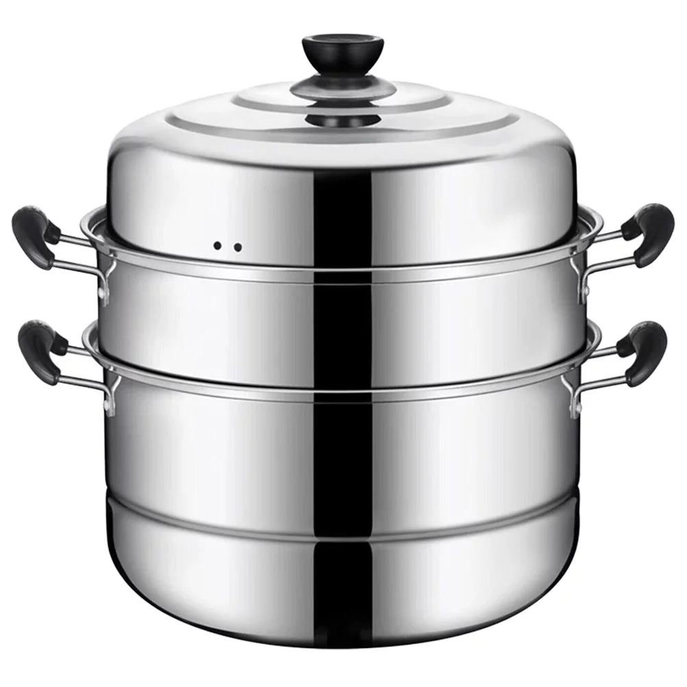 1pc Stainless Steel Three Layers Steamer Pot X69693