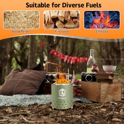 Stainless Steel Tabletop Fire Pit with Stand and Travel Bag A9115