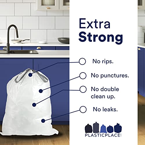 White 6 Gallon 0.7 Mil Drawstring Trash Bags W3243