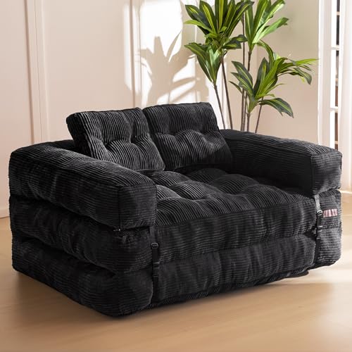 Dark Grey Folding Sofa Bed with Pillow H959044