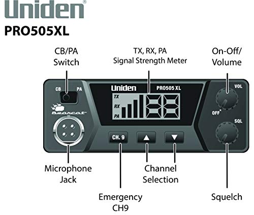 40-Channel CB Radio, Compact Design, Black Z170667
