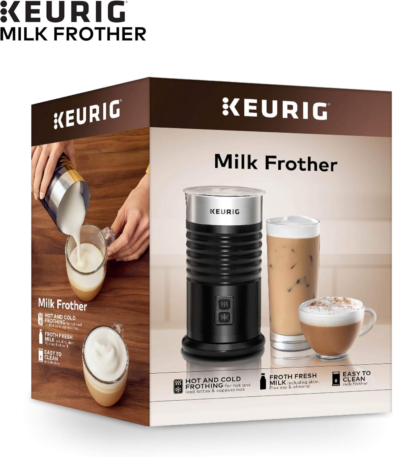 Single Serve Programmable Coffee Maker, 6 to 10 oz. Brew Sizes, Black & Standalone Frother, Hot and Cold Frothing, 6 Oz, Black R701386