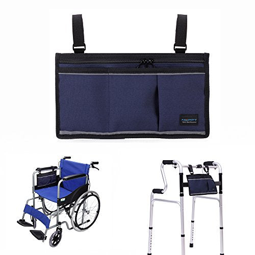 Dark Blue Wheelchair Side Bag with Phone Holder L8514
