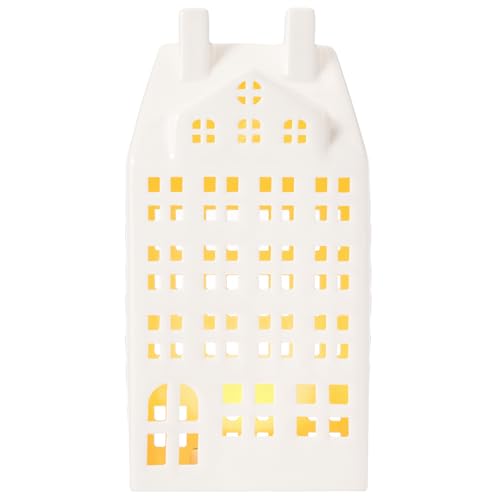 White Ceramic Christmas Village House with Lights U97315