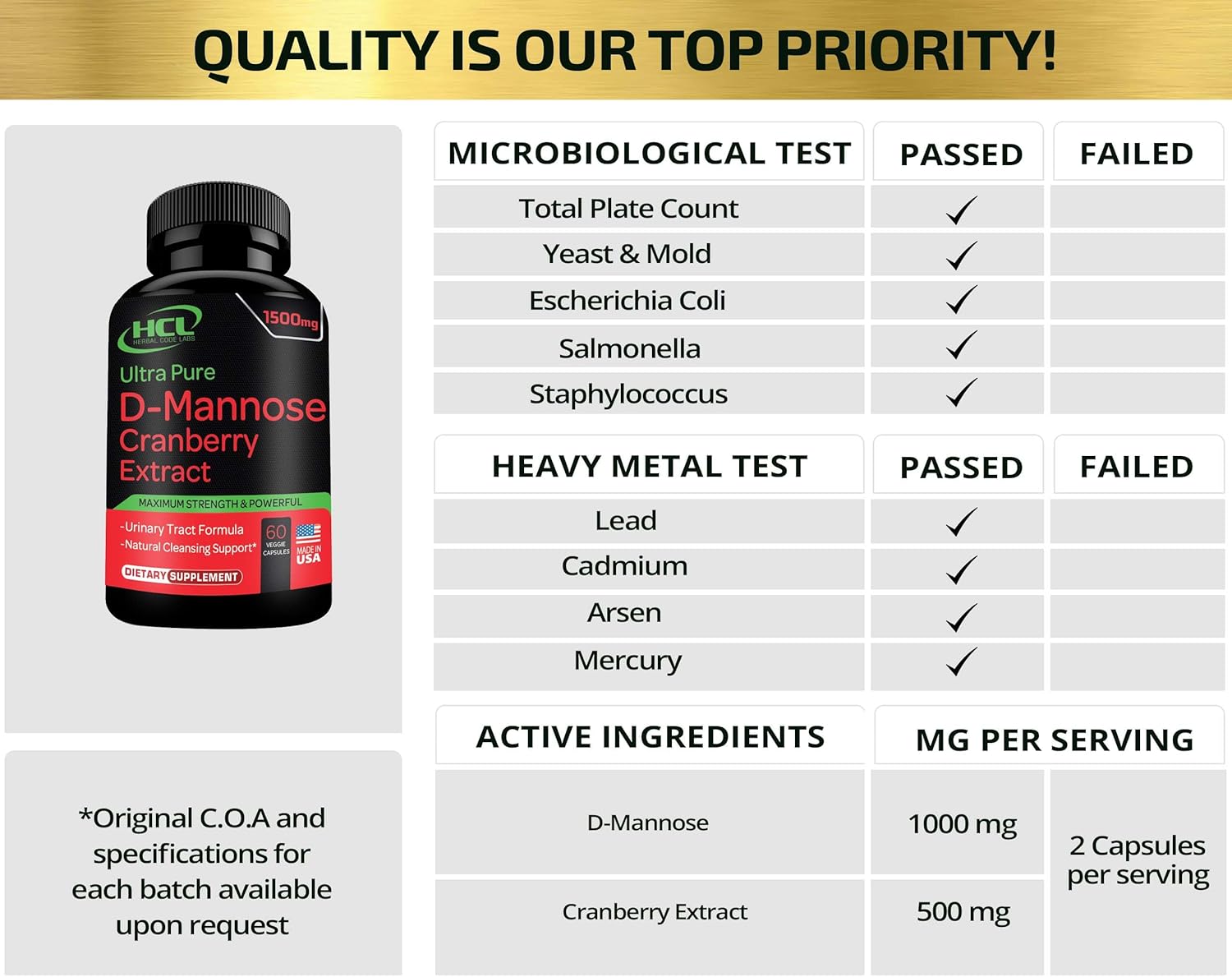 D-Mannose with Cranberry Extract Capsules 1500mg U77667