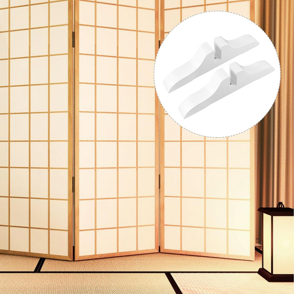 2Pcs White Wooden Room Divider Stand Feet Brackets Partition Base Support Legs W36997