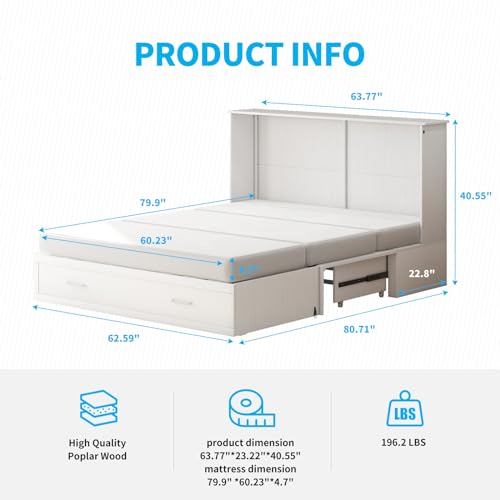 Queen Size Murphy Bed with Tri-Fold Mattress R58728