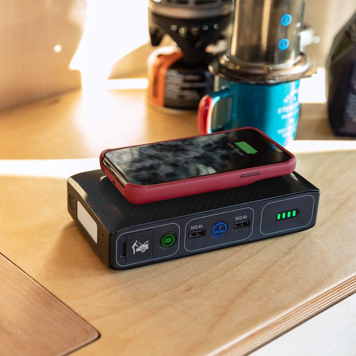 44400 mWh Portable Laptop Power Bank with AC Outlet and Car Charger, Black Graphite A2382