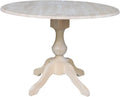 Round Dual Drop Leaf Pedestal Dining Table, Unfinished X283109