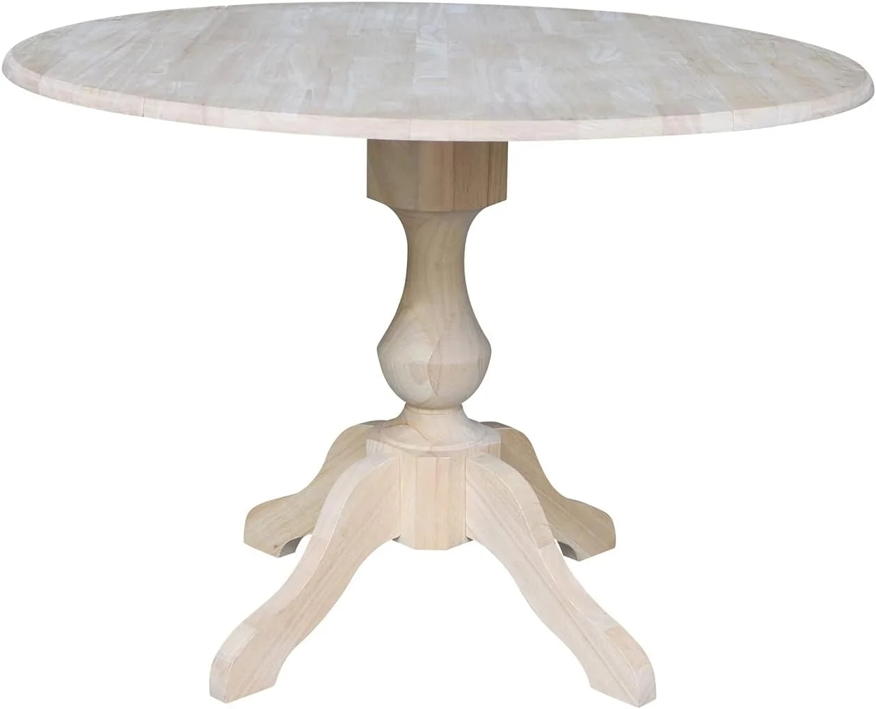 Round Dual Drop Leaf Pedestal Dining Table, Unfinished X283109