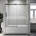 Frameless Sliding Tub Door 58.5-60" W X 62" H with 5/16" Clear Tempered Glass Matte Black Q317