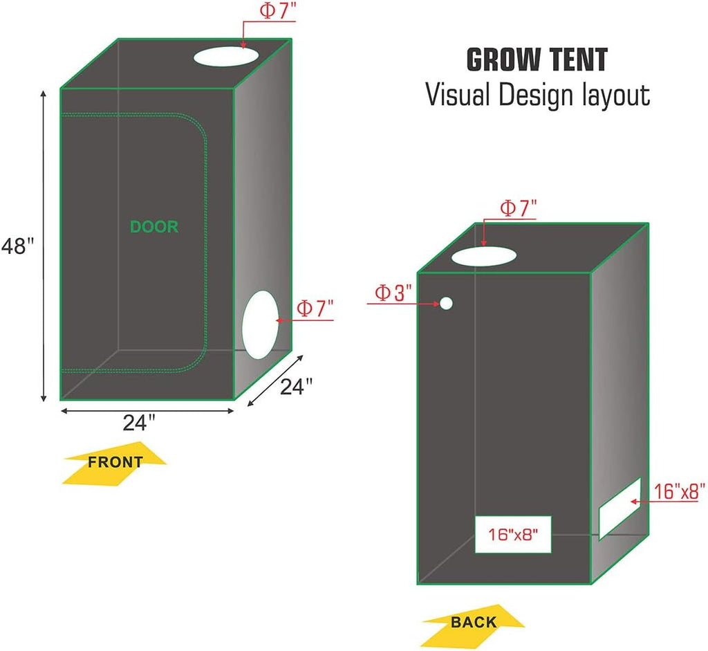 24''x24''x48'' Hydroponic Mylar Grow Tent F4464