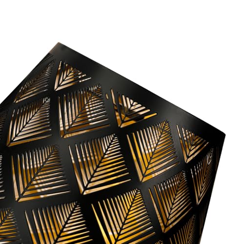 Metal Small Lamp Shade Etched Arrows 5" Top X 9" Bottom X 7" High Black Outside Gold Inside P557