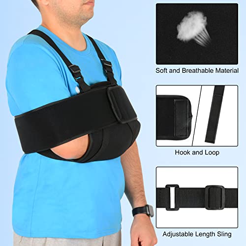 Adjustable Arm Sling Shoulder Immobilizer Support Brace, Black L51957