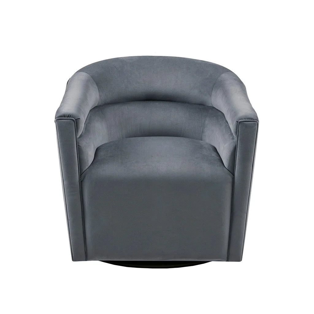 Grey Velvet Barrel Swivel Chair L709