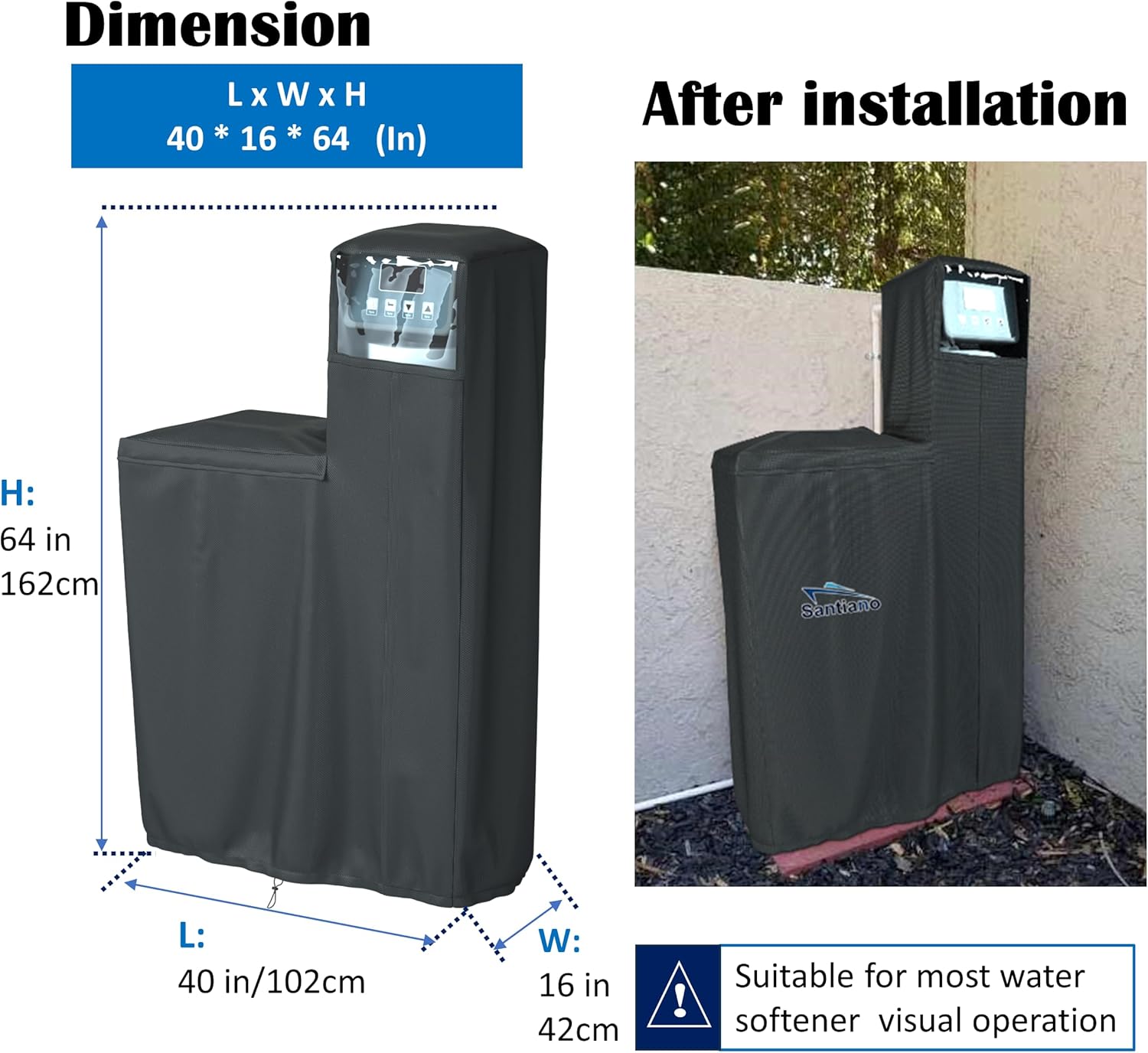 Black 64x40x16 Inches Water Softener Cover V3000