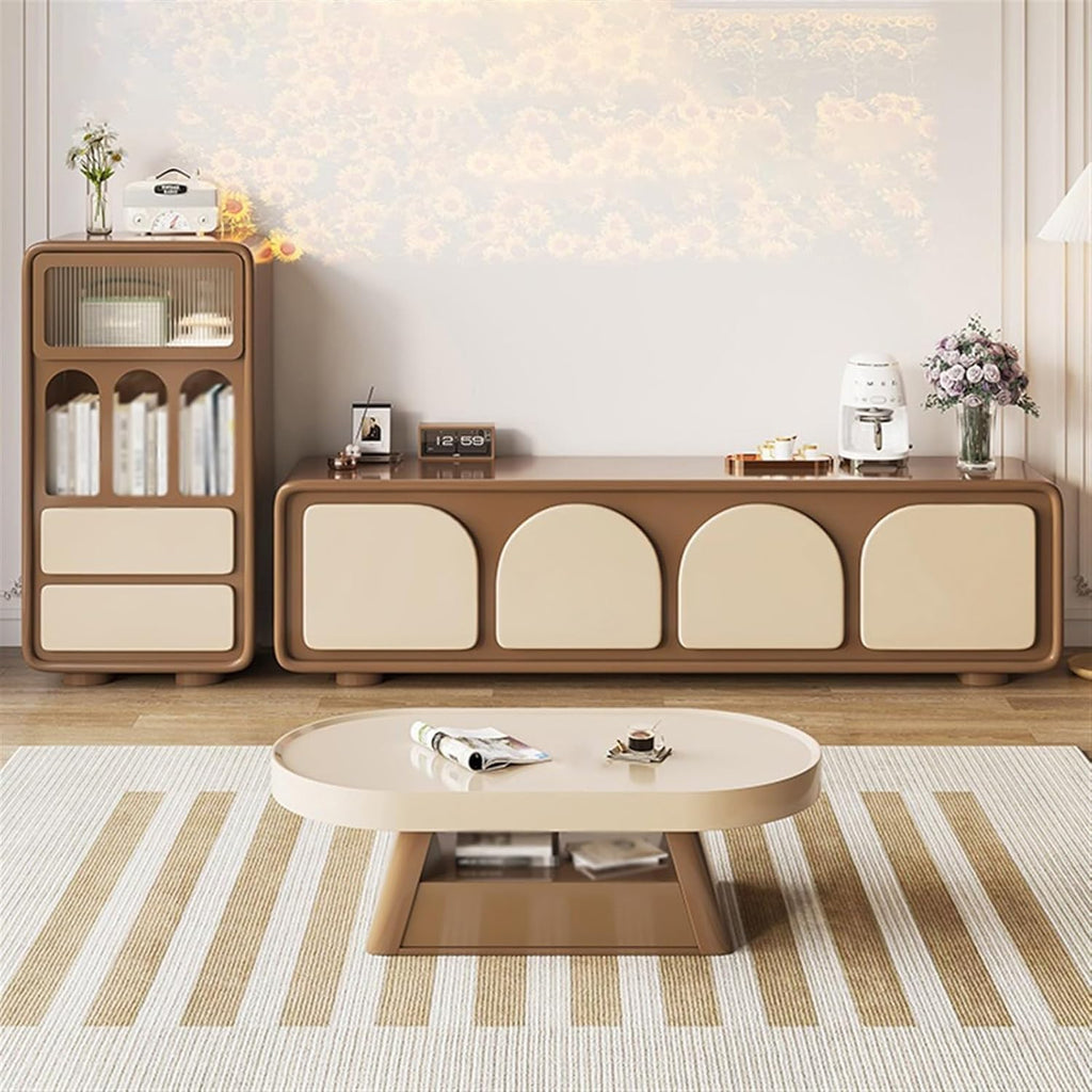 TV Stand Cabinet 4pcs Arched Door Storage Cabinet TV Console X3947
