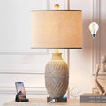 Set of 2 Dimmable Touch Control Table Lamps with USB Ports and AC Outlet F403347