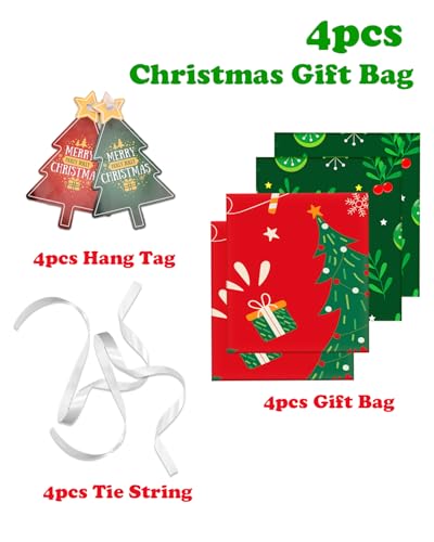 Large Christmas Gift Bags, Set of 4 44"x36" Jumbo Plastic Drawstring Gift Bags Z67514