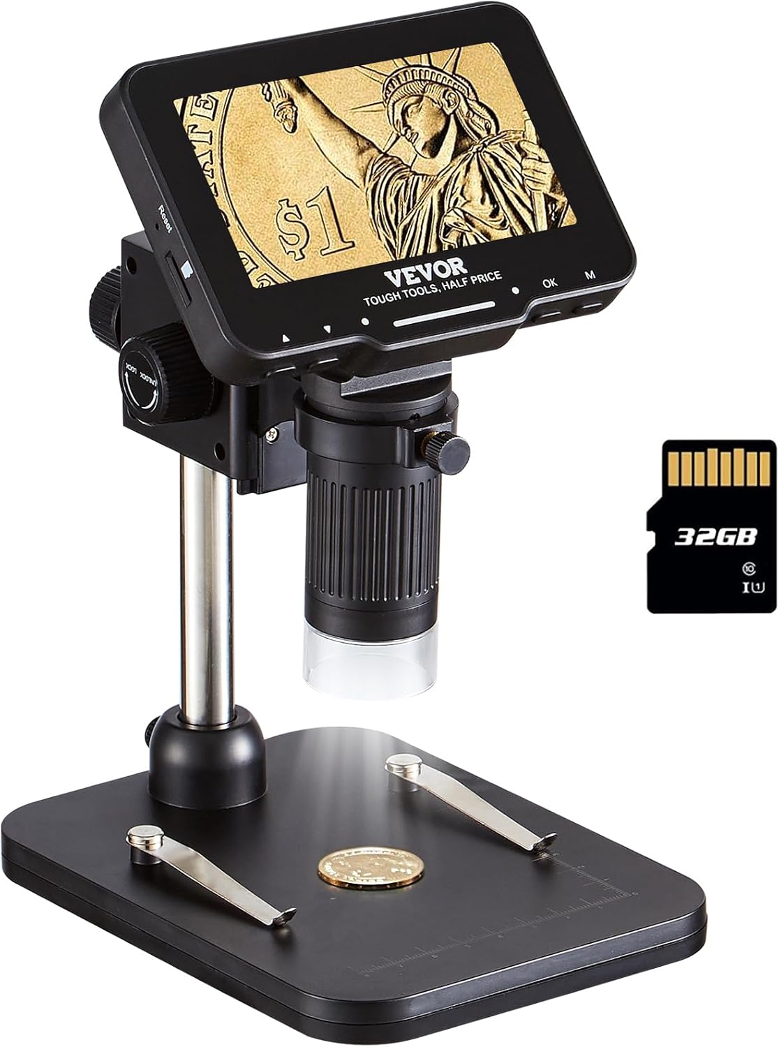 4.3" IPS Screen 50X-1000X Magnification LCD Digital Microscope with 8 LED Lights and 32GB SD Card X9759