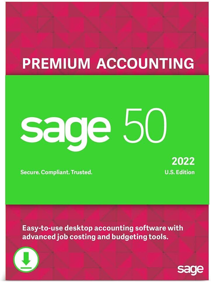 Sage 50 Premium Accounting 2022 1-User Accounting Software W657