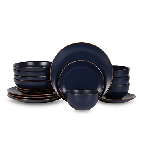 32 Piece Stoneware Dinnerware Set for 8, Blue E7743