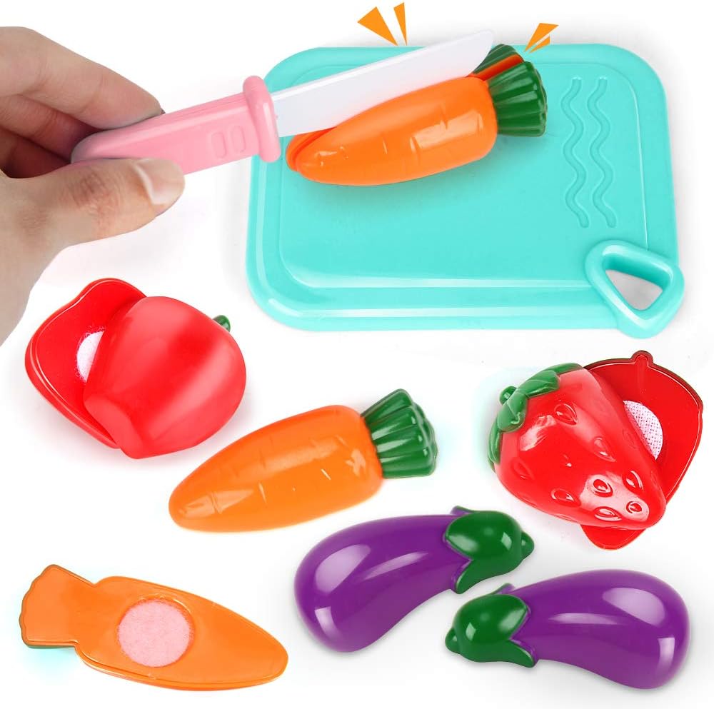 Kids Assorted Kitchen Appliance Toys, Pretend Kitchen Toy Set Includes Coffee Maker, Blender and Toaster, Cutting Play Food and Kitchen Utensils Accessories K589875