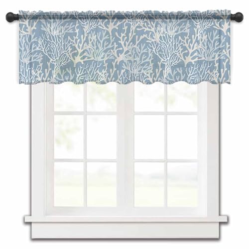 54"x18" Blue Sheer Valance Curtains P15224