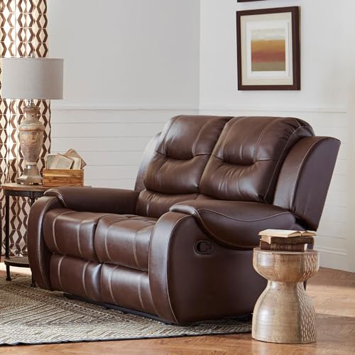 Cambridge Brown Faux Leather Double Reclining Loveseat I4587