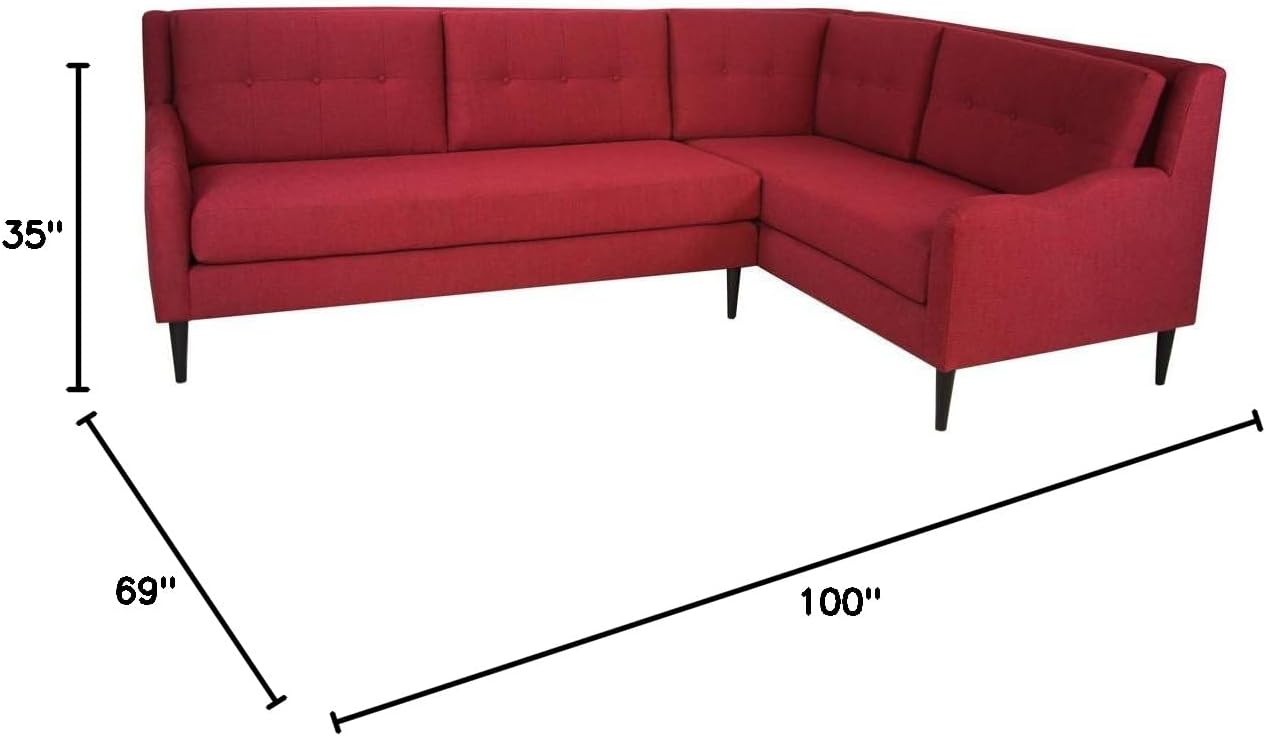 Red Mid-Century Sectional Sofa R60847