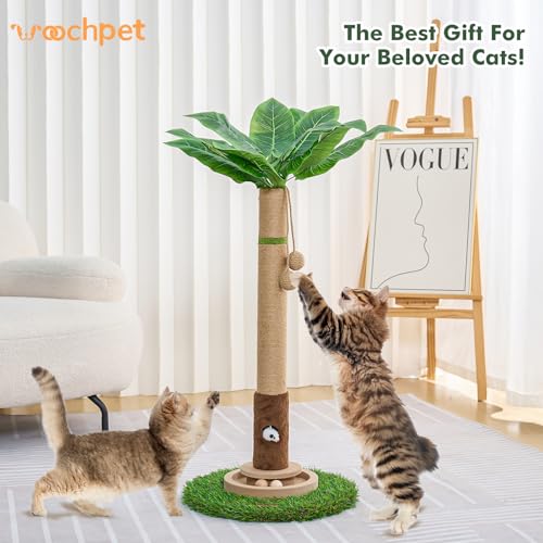 Cat Scratching Post 35'' Tall Cat Scratcher Tree Tower with Cat Toy Mouse Hole and Interactive Wooden Ball L921026