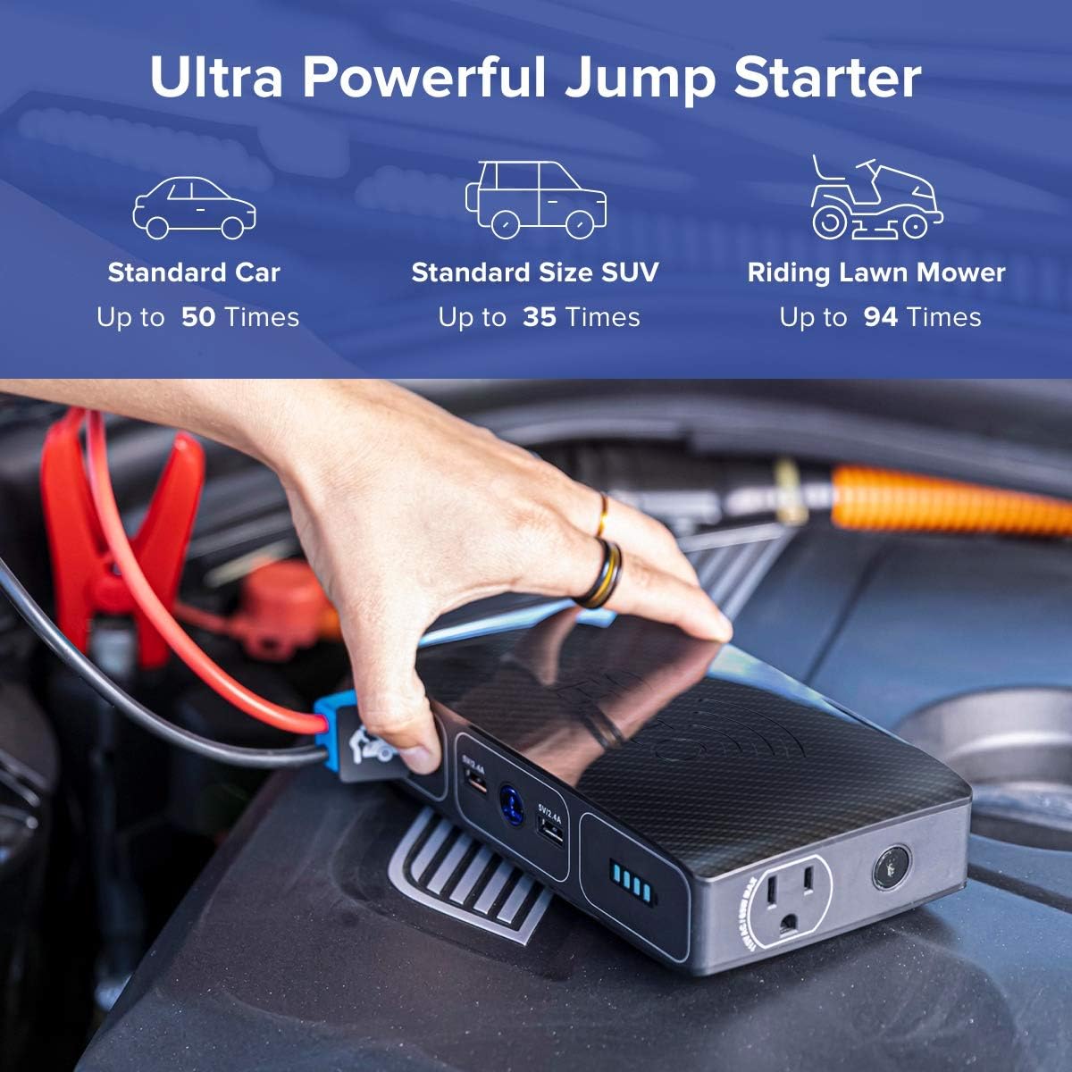 44400 mWh Portable Laptop Power Bank with AC Outlet and Car Charger, Black Graphite A2382