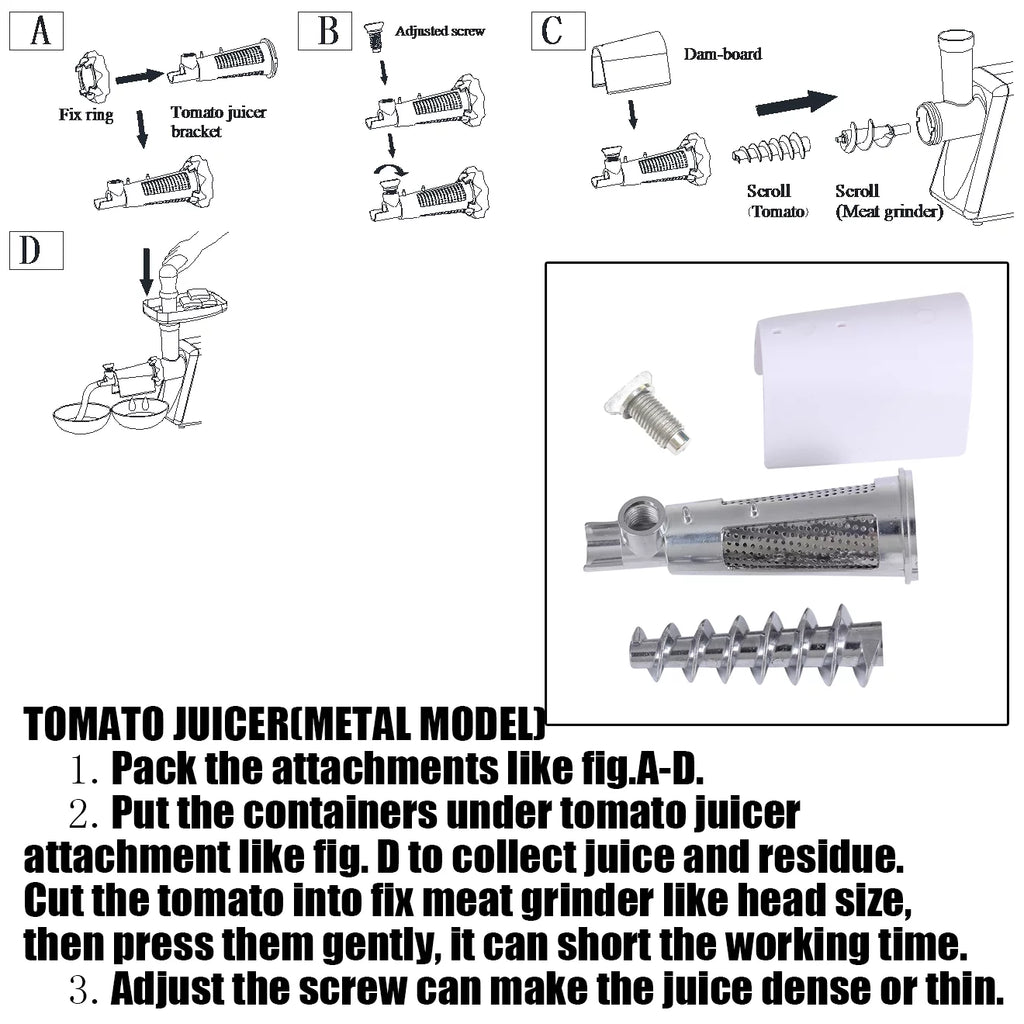 3 Sets Meat Grinder Slicer Juicer Attachment Z930900