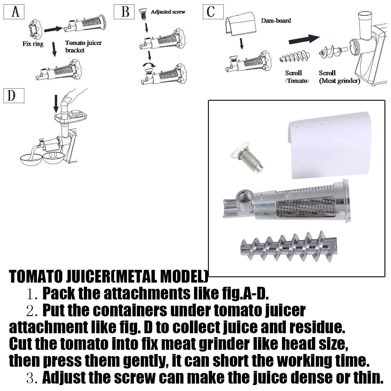 3 Sets Meat Grinder Slicer Juicer Attachment Z930900