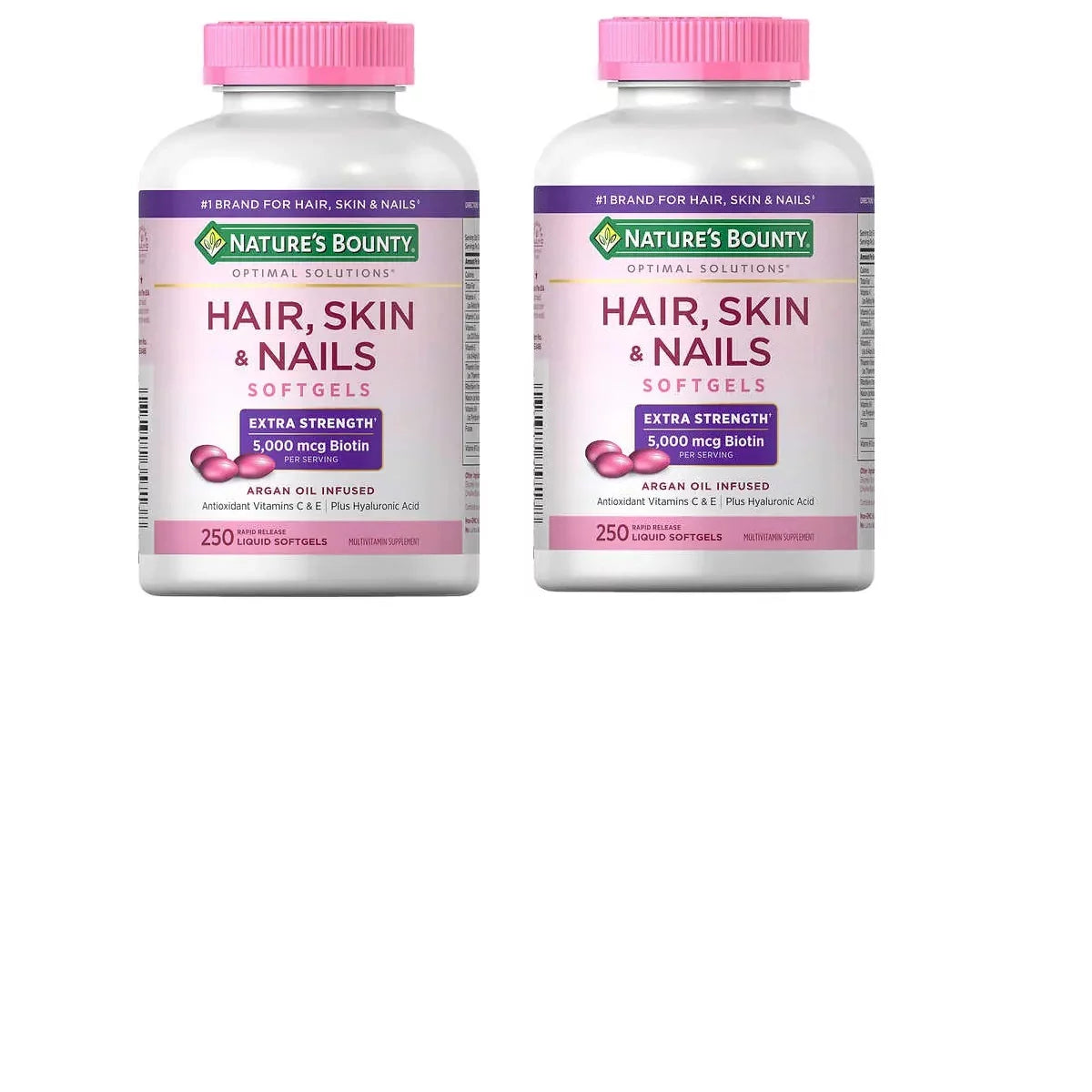 2 Pack Hair Skin and Nails 250 Softgels L893