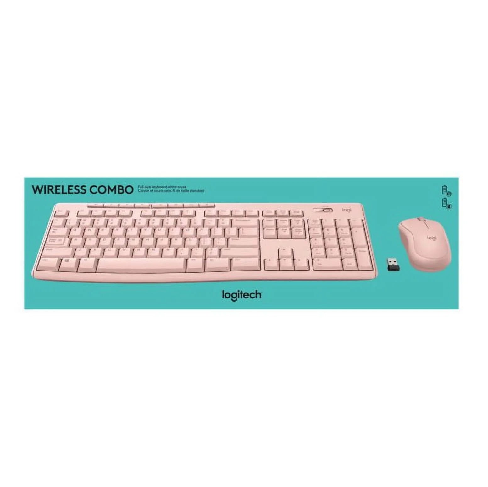 Wireless Keyboard and Mouse Combo, 2.4 GHz, Compact Mouse, Rose F9105