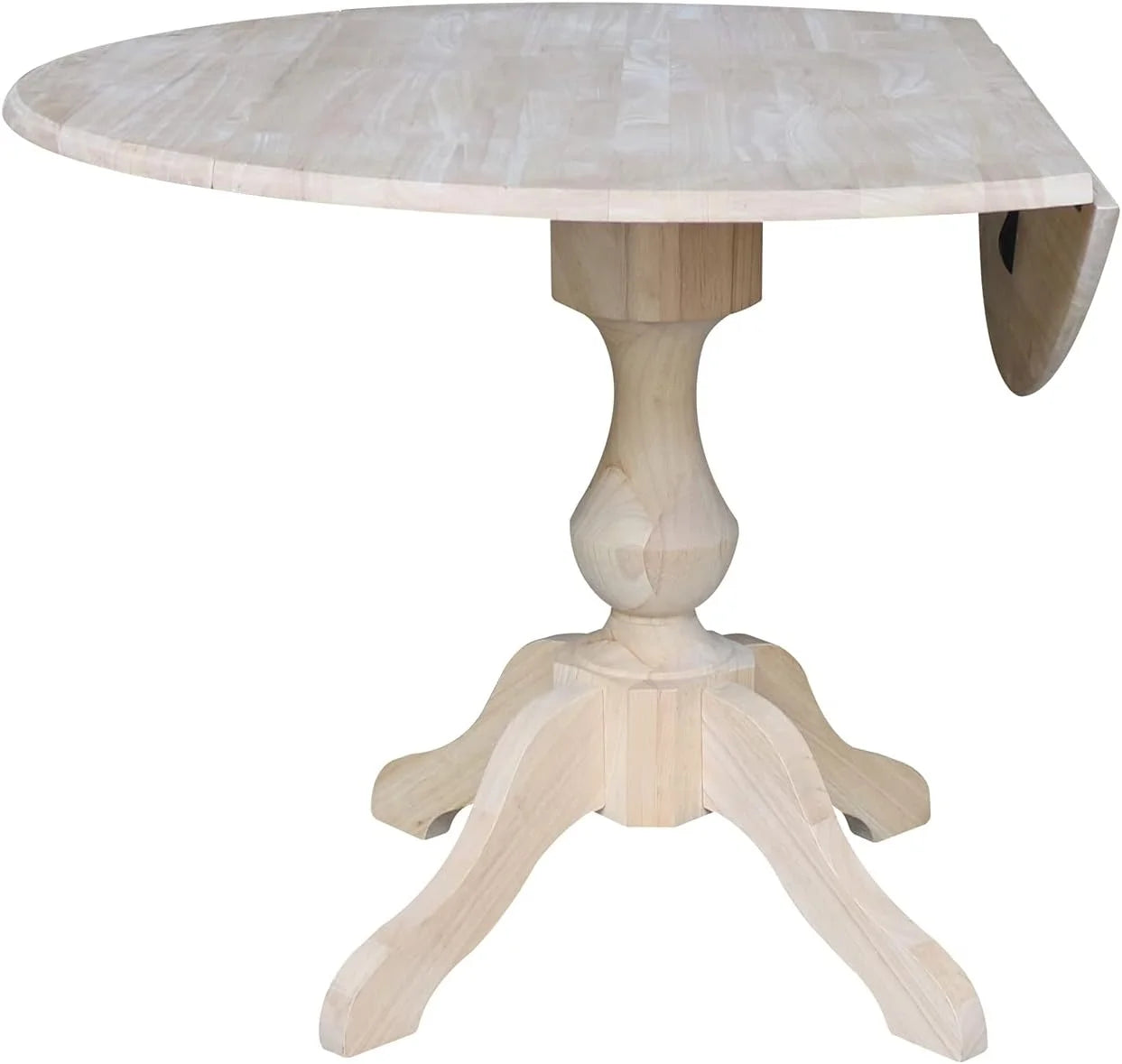 Round Dual Drop Leaf Pedestal Dining Table, Unfinished X283109