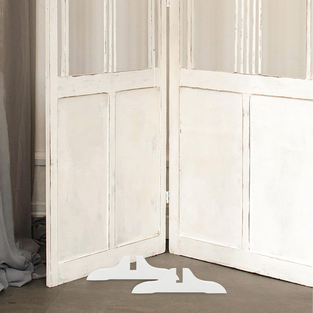 2Pcs White Wooden Room Divider Stand Feet Brackets Partition Base Support Legs W36997