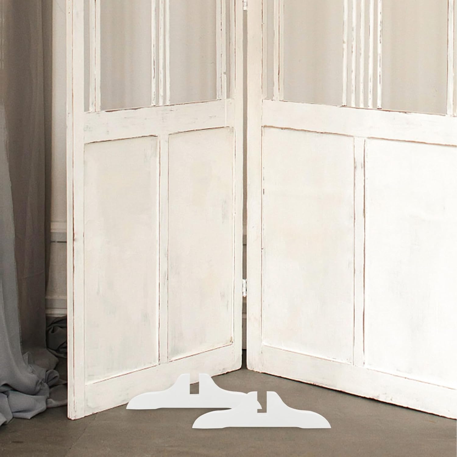 2Pcs White Wooden Room Divider Stand Feet Brackets Partition Base Support Legs W36997