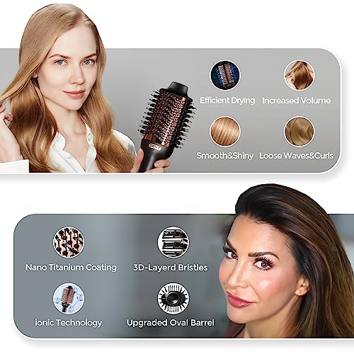 4 in 1 Ionic Hair Dryer Brush with Oval Titanium Barrel T236600